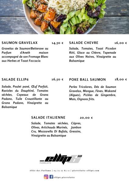 Entrées produits frais de saison Ellip6 restaurant pierrelatte drome