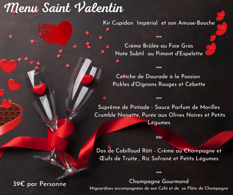 Menu Saint Valentin Restaurant Pierrelatte